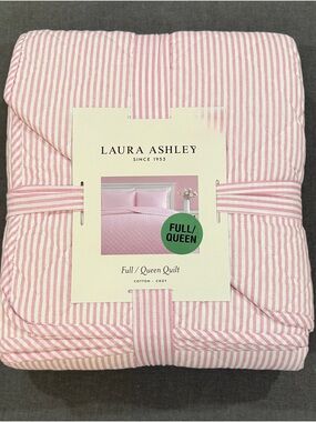 Laura Ashley Pink and White Striped Full/Queen Quilt